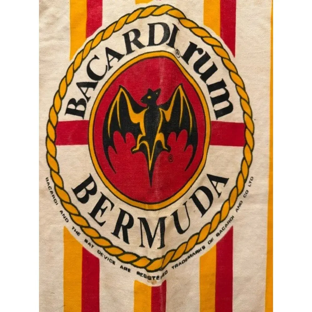 Vintage Barardi Rum Bermuda Apron Poco Loco Club Bar Advertising Canvas Stripe